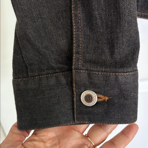 Ann Taylor Denim Jean Jacket Black Vintage Size Large - Picture 7 of 12